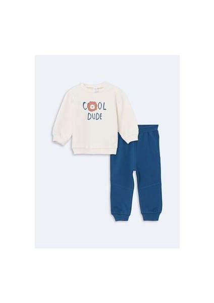 Bisiklet Yaka Baskılı Erkek Bebek Sweatshirt ve Eşofman Alt 2'li Lcw Baby