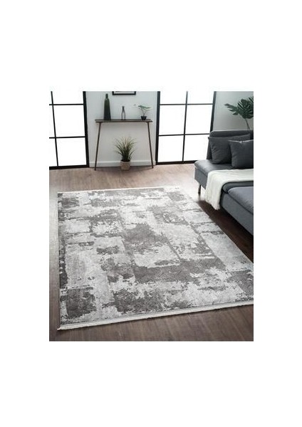 Connect Gri Halı Antrasit Halı Yün Halı Yumuşak Kalın Akrilik Halı Salon Halısı Oturma Odası Halısı 156*230 cm
