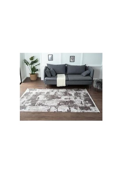 Connect Gri Halı Antrasit Halı Yün Halı Yumuşak Kalın Akrilik Halı Salon Halısı Oturma Odası Halısı 156*230 cm
