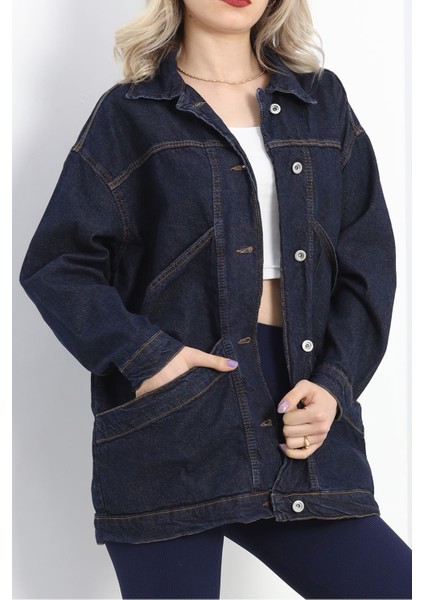 Oversize Kot Ceket Lacivert - 10002.1778.