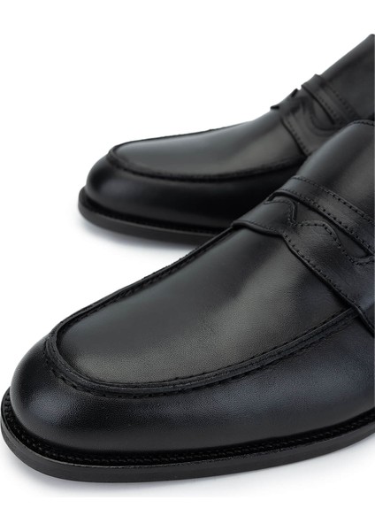 Erkek Hakiki Deri Siyah Loafer Ayakkabı 1097 8025 Erk Ayk SK24-25 Sıyah