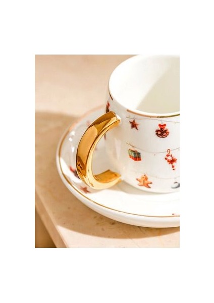 Lcw Home Beyaz Yılbaşı Temalı 2 Kişilik Kahve Fincan Takımı modelleri