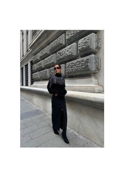 Siyah Simli Boğazlı Kazak fiyatları