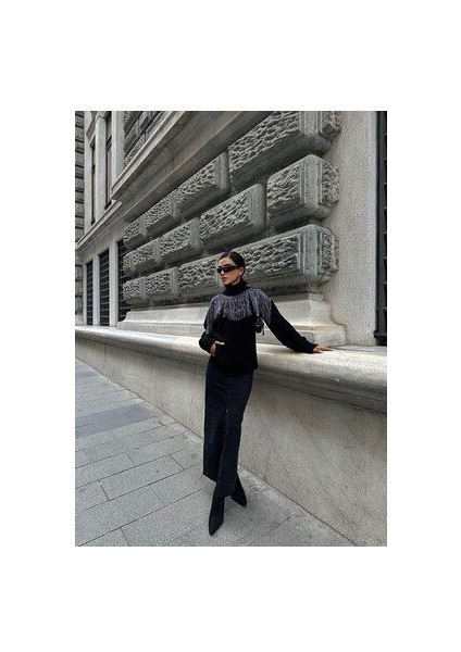 Siyah Simli Boğazlı Kazak modelleri