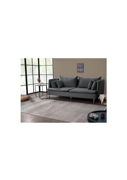 Connect Gri Renk Halı Yün Halı Kalın Yumuşak Halı Triko Akrilik Halı Salon Halısı Oturma Odası Halısı 156*230 cm