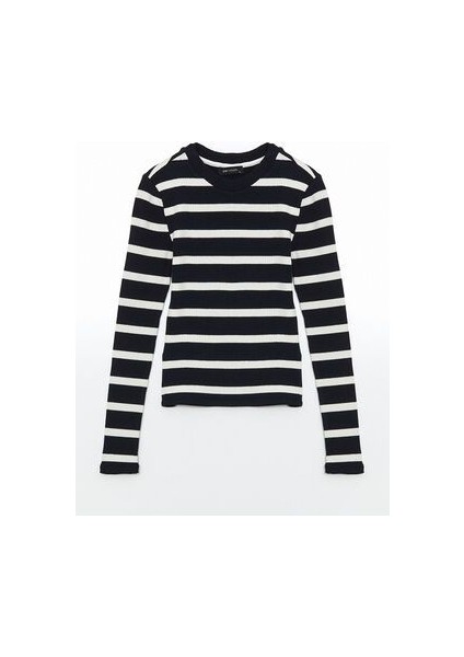 Lcw Vision Bisiklet Yaka Çizgili Kadın Body