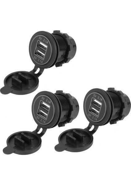 3x 5V 4.2A Çift 2usb Şarj Soketi Adaptörü Güç Çıkışı Için 12V 24V Araba Motosiklet (Mavi) (Yurt Dışından)