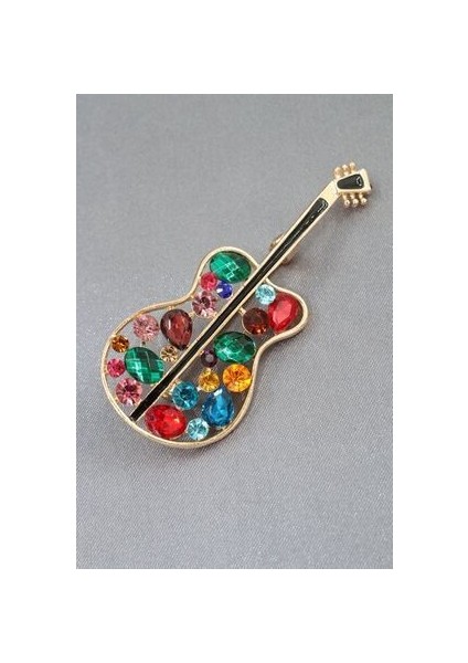 Gold Renkli, Gitar Broş. Taşlı Tasarım Broş. Yaka Iğnesi Broş. Kadın Broş. Erkek Broş. Broş. indirimleri