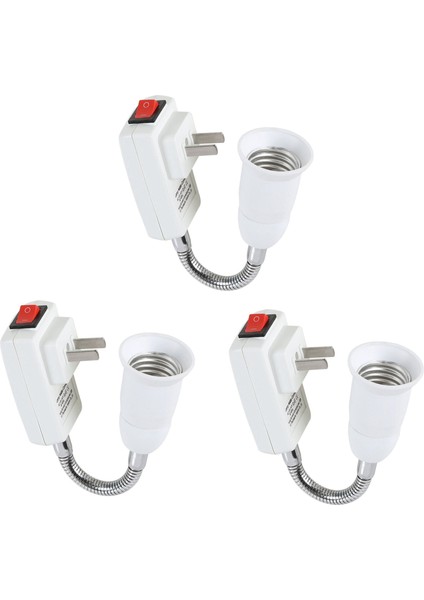 3x E27 Soket Adaptörü, Açma/kapama Anahtarı Ile Abd Fişine, Esnek Uzatma Lamba Ampul Tutucu Dönüştürücü (Yurt Dışından)