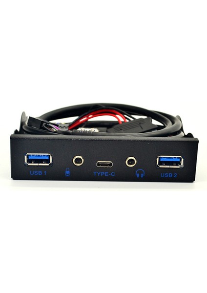 USB Hub 5 Bağlantı Noktası USB 3.1 Type-C USB 3.0 Ön Panel Hd Ses 3,5 mm Kulaklık Jakı Masaüstü 3,5 Inç Ile Uyumlu Mikrofon Genişletme Adaptörü (Yurt Dışından)