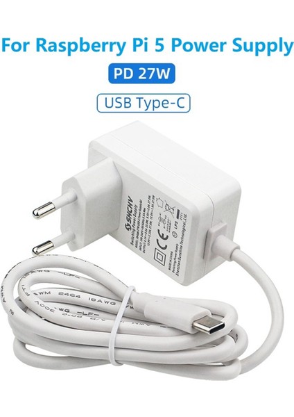 5 Ile Uyumlu 5.1V 5A Güç Kaynağı Pd 27W USB Tip C Şarj Aleti Güç Adaptörü 5 Ile Uyumlu (Ab Fişi) (Yurt Dışından)