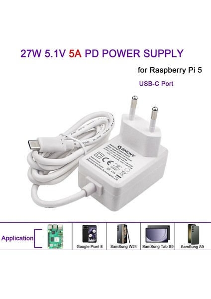 5 Ile Uyumlu 5.1V 5A Güç Kaynağı Pd 27W USB Tip C Şarj Aleti Güç Adaptörü 5 Ile Uyumlu (Ab Fişi) (Yurt Dışından)