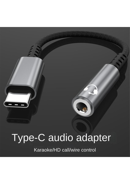 USB Tip C - 3,5 mm Kulaklık Jakı Dijital Ses Adaptörü Dönüştürücü USB C - 3,5 mm Kulaklık Aux Kablosu Siyah (Yurt Dışından)