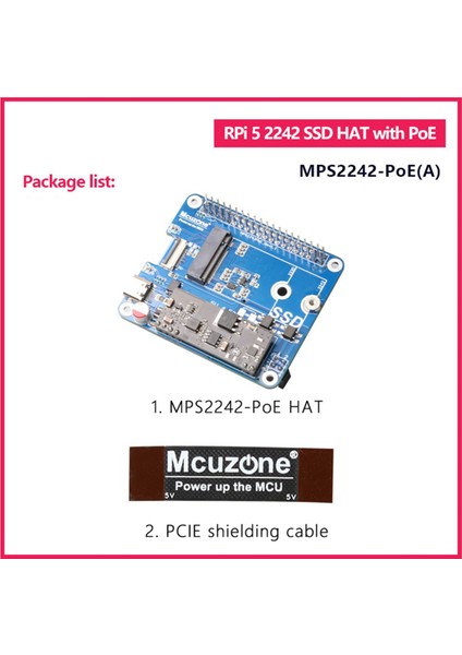 MPS2242-POE Pcıe - Nvme SSD 2242 Hat, Poe Gücü Ile 5, 5V4.5A Güç Kaynağı Ile Uyumlu, MPS2242-POE A Sürümü (Yurt Dışından) modelleri
