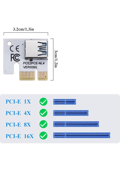 Pcı-E 1x Adaptör Kartı, Pcı-Express X1 Yuvası Altın Parmaklar, Stabil ve Hızlı Veri Aktarımıyla Uyumlu, (VER008S,5 Paket) (Yurt Dışından)