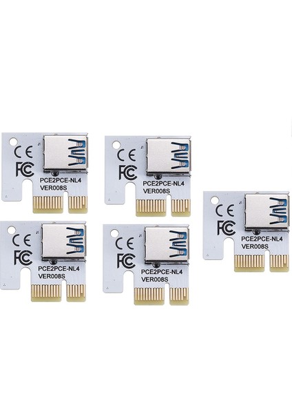 Pcı-E 1x Adaptör Kartı, Pcı-Express X1 Yuvası Altın Parmaklar, Stabil ve Hızlı Veri Aktarımıyla Uyumlu, (VER008S,5 Paket) (Yurt Dışından)