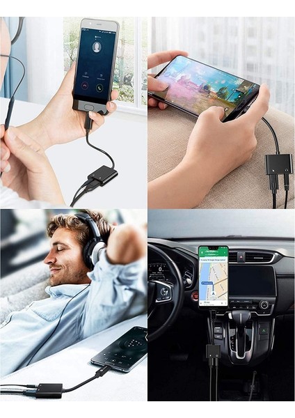 USB C - 3,5mm Kulaklık ve Şarj Adaptörü, 2'si 1 Arada Galaxy S22/S21/S20/S20+ Ultra Ile Uyumlu,note 20/10,pixel 6/5/4/3 Xl(Siyah) (Yurt Dışından)