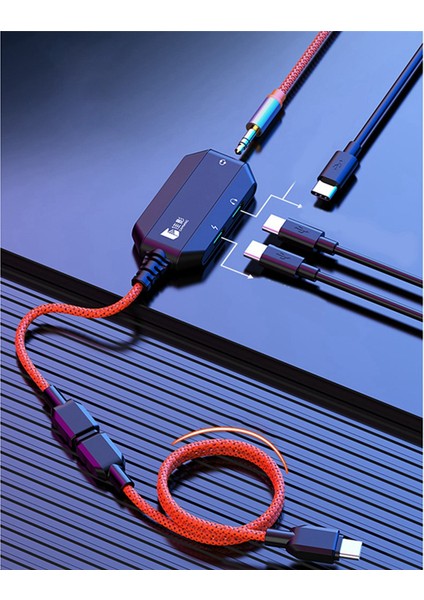 Gamwıng 3'ü 1 Arada Çok Fonksiyonlu Ses Adaptörü AX100 Type-C - Pd+3,5mm+Type-C Ses Çıkışı Pd 60W Qc 18W Hızlı Şarj Cihazı, Android Ile Uyumlu (Yurt Dışından)