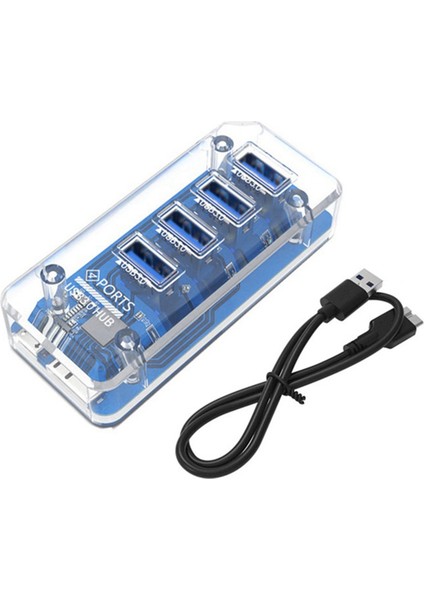 4xusb3.0 Splitter Hub Dizüstü Masaüstü Bilgisayar Hub Çok Bağlantı Noktalı USB Yerleştirme Istasyonu Adaptörü Splitter, Dikdörtgen Model (Yurt Dışından)
