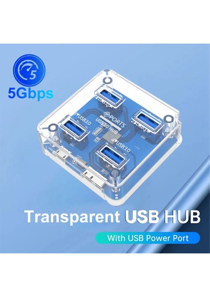 4xusb3.0 Splitter Hub Dizüstü Masaüstü Bilgisayar Hub Çok Bağlantı Noktalı USB Yerleştirme Istasyonu Adaptörü Splitter, Dikdörtgen Model (Yurt Dışından)