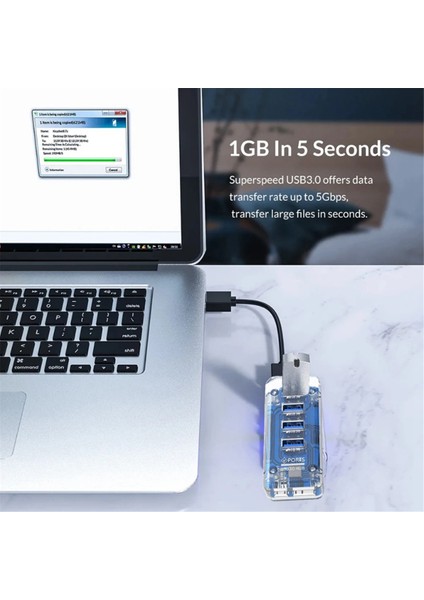 4xusb3.0 Splitter Hub Dizüstü Masaüstü Bilgisayar Hub Çok Bağlantı Noktalı USB Yerleştirme Istasyonu Adaptörü Splitter, Dikdörtgen Model (Yurt Dışından)