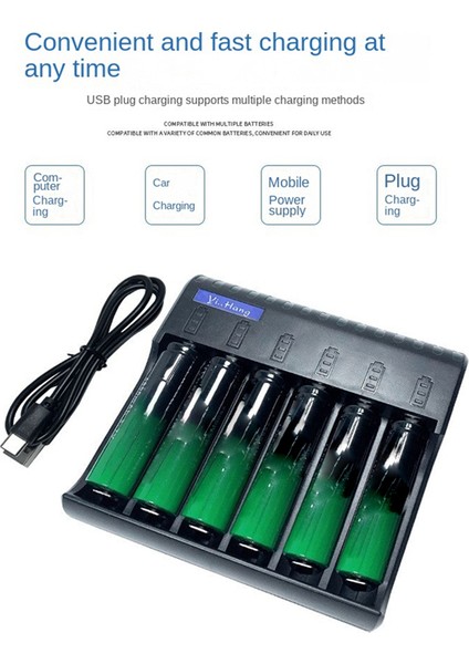 6 Yuvalı Elektrikli Pil Şarj Cihazı Akıllı LED Göstergesi USB Şarj Cihazı Ev Aa/aaa Nimh/nicd Şarj Edilebilir Pil Şarj Cihazı (Yurt Dışından)