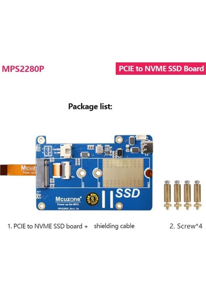 MPS2280P Pcıe M.2 Nvme SSD Hat, 5 Ile Uyumlu, Destek 2280 2230 2242 Gen 3, Aux Gücü - SSD 3A, Tip-B (Yurt Dışından)