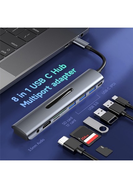 9'u 1 Arada T Tip C Ile Uyumlu - Bağlantı Istasyonu Tip-C Ile Uyumlu Ağ Kartı Usb-C Hub Bağlantı Istasyonu (Yurt Dışından)