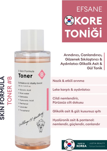 B Skin Formula Tonik - Arındırıcı Canlandırıcı Vitamin Tonik 250 ml