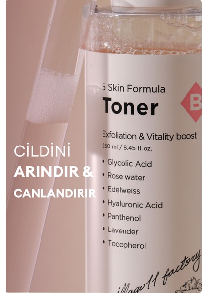 B Skin Formula Tonik - Arındırıcı Canlandırıcı Vitamin Tonik 250 ml