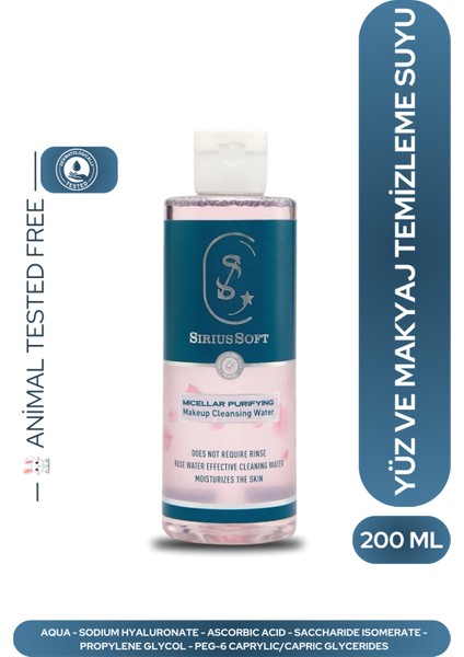 Micellar Yüz ve Makyaj Temizleme Suyu Organik Tüm Ciltlere Antioksidan Nemlendirici 200 ml