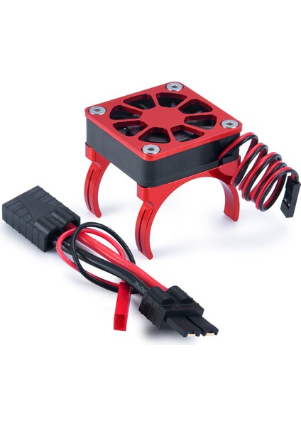 Rc Araba Motor Radyatör Kapağı Soğutma Fanı Motoru Soğutucu Sıcaklık Kontrolü 1/10 Rc Paletli Trx4 Parçaları, Kırmızı (Yurt Dışından)