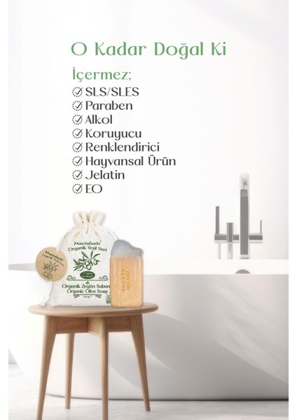 Organik Yeşil Seri: Doğal Zeytin Sabunu (Cildinizi Besler ve Yumuşatır) 125 gr + Mist