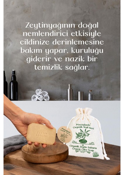 Organik Yeşil Seri: Doğal Zeytin Sabunu (Cildinizi Besler ve Yumuşatır) 125 gr + Mist