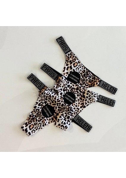 Leopar Desenli Taşlı Lazer Kesim Kadın Tanga 3'lü Paket fiyatları