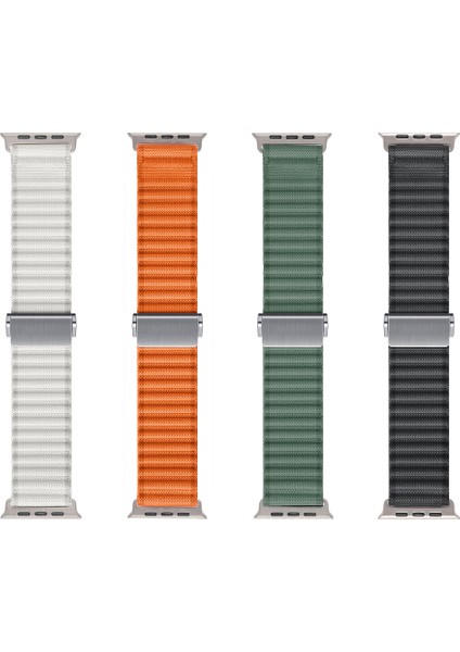 Watch 10 46MM Uyumlu Zore KRD-123 Naylon Kumaş Hasır Örgülü Kordon-Turuncu