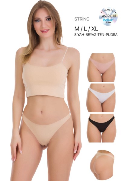 Lazer Kesim Kadın Tanga Külot 4'lü Paket