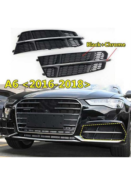 Sinyal LAMBALARI,4G0807681AN 4G0807682AN Ön Tampon Sis Lambası Kapağı Sis Lambası Çerçeve Ön Bar Izgara Araba Audi A6 C7 S-Line S6 15-18 (Yurt Dışından)