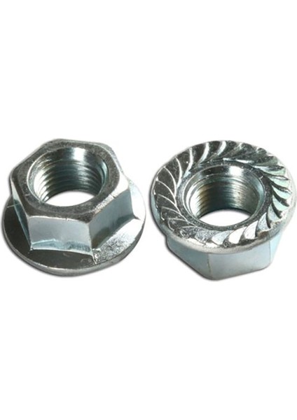 Somun Standart 50'li Paket Dın 6923 Flanşlı Tırtıllı 6 Metrik 10X1,5X10,00 SW15