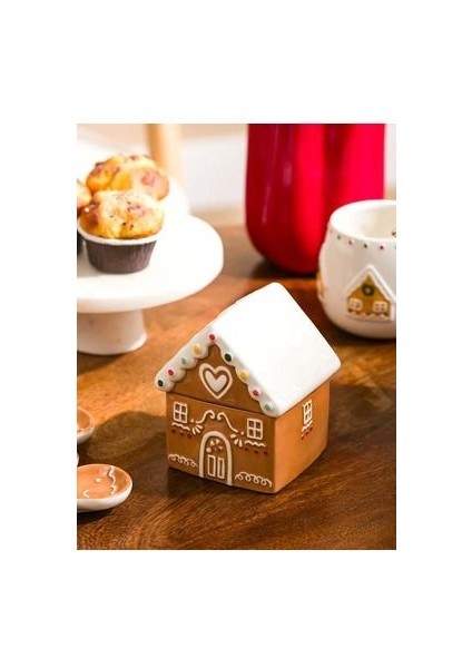 Lcw Home Kahverengi Yılbaşı Temalı Seramik Saklama Kabı