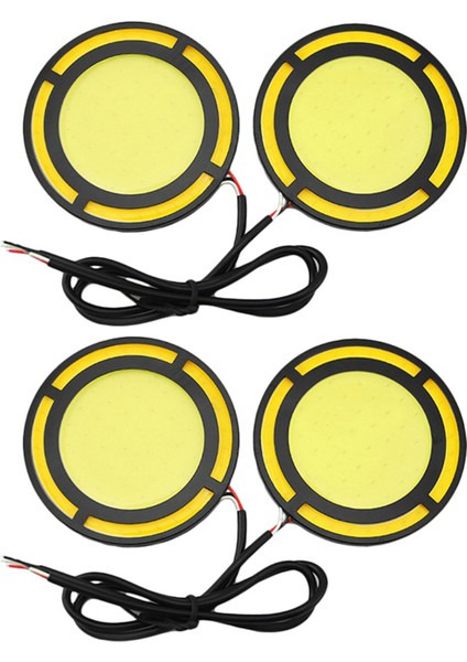 4 Adet Araba Sarı + Beyaz Cob LED Gün Işığı Ampul Drl Lamba Gündüz Çalışan Sis Farı (Yurt Dışından)