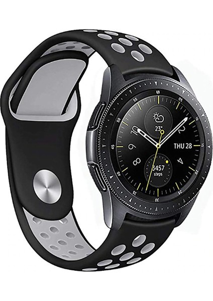 Gear S3 (22MM) Krd-02 Uyumlu Kordon Zore - Siyah-Kırmızı