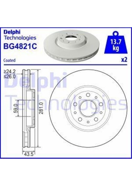 BG4821C Ön Fren Aynası Havalı Egea 15-281X59.02 52017292