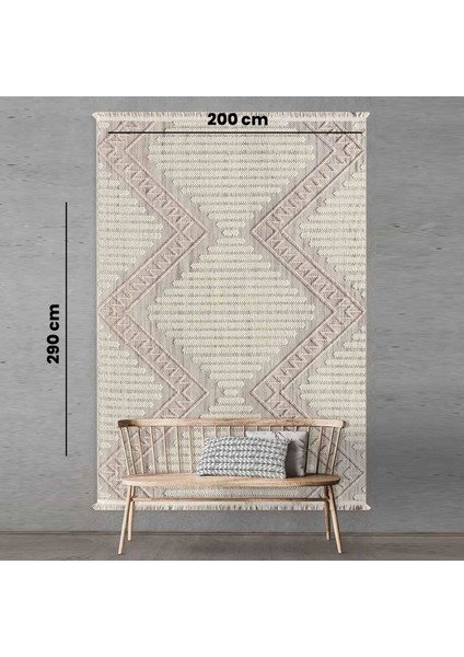 Agra Papaya Modern Iskandinav Desenli Halı - Bej - 200 x 290 cm