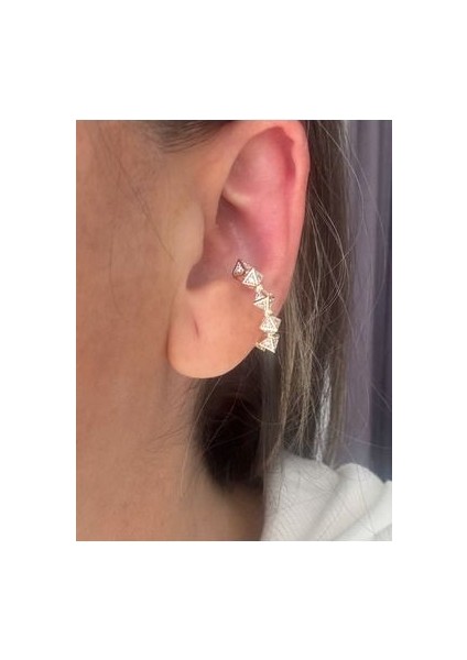 Minik Taşlı Prizma Form Earcuff (Kıkırdak Küpesi)