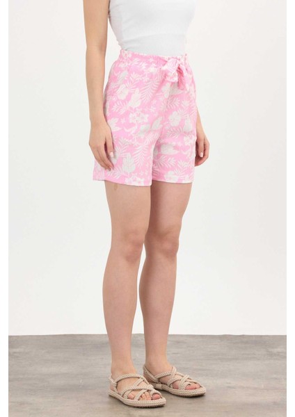 4356A Çiçek Desenli Şort Şeker Pembe indirimleri