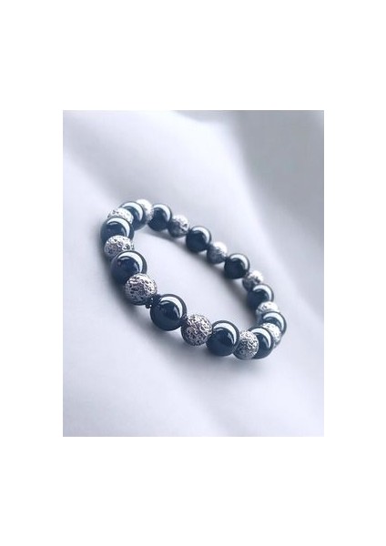Doğal Taş Onix/lav Taşı Bileklik 12/10 mm fırsatları