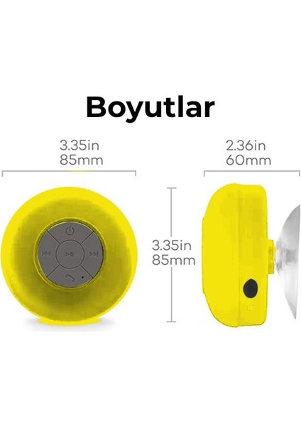 Su Geçirmez Bluetooth Duş Hoparlörü Sarı