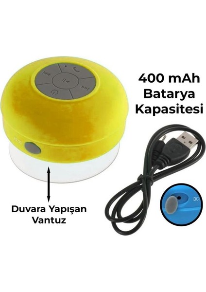 Su Geçirmez Bluetooth Duş Hoparlörü Sarı