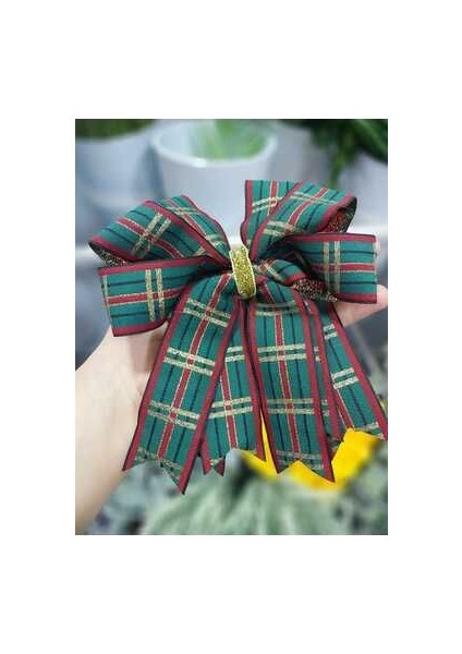 Çizgili Fiyonk 15 cm Fiyonk Damalı Kurdele Süsleme Dekor Yılbaşı fiyatları